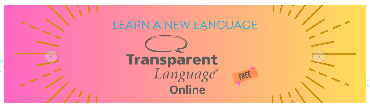 Screenshot of a hero image advertising Transparent Language Online.