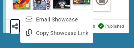 Screenshot of sharing options for a published showcase.