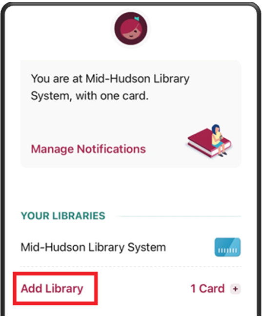 Screenshot of Libby App with "Add Library" highlighted